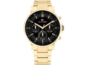 7613272544603 - Multifunktionsuhr TOMMY HILFIGER 1710589 Armbanduhren goldfarben Herren Hochzeitsmode Quarzuhr Armbanduhr Herrenuhr Datum 1224-Std-Anzeige analog