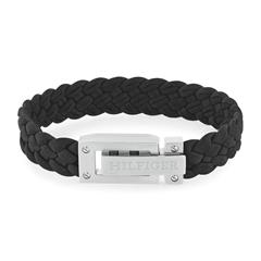 7613272545105 - Lederarmband TOMMY HILFIGER FLAT BRAIDED 2790517 2790519 Armbänder Gr Leder-Edelstahl grau (schwarz edelstahlfarben) Herren Lederarmbänder