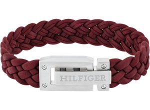 7613272545129 - Lederarmband TOMMY HILFIGER FLAT BRAIDED 2790517 2790519 Armbänder Gr Leder-Edelstahl rot (bordeau x edelstahlfarben) Herren Lederarmbänder