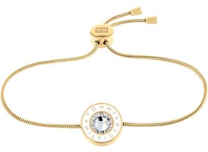 7613272545464 - Armkette TOMMY HILFIGER LAYERED ENAMEL 2780805 2780806 Armbänder Gr Edelstahl gelb (gelbgoldfarben weiß weiß) Damen Armketten mit Glasstein und Emaille