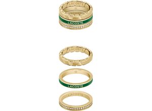 7613272563321 - Ring-Set LACOSTE TRILA 2040282BCD Fingerringe Gr 52 Edelstahl bunt (gelbgoldfarben grün weiß kristallweiß) Damen Fingerringe mit Emaille - Glasstein