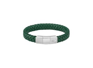 7613272563369 - Lederarmband LACOSTE ROKEL 2040284 2040285 Armbänder Gr Leder-Edelstahl grün (grün edelstahlfarben) Herren Lederarmbänder