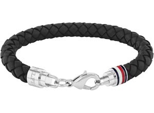 7613272565769 - Lederarmband TOMMY HILFIGER ICONIC TH BRAIDED LEATHER 2790545 2790546 Armbänder Gr Leder-Edelstahl grau (schwarz edelstahlfarben) Herren mit Emaille