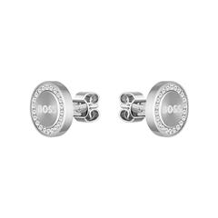 7613272571227 - Paar Ohrstecker BOSS IONA 1580557 1580558 Ohrringe Gr Edelstahl silberfarben (edelstahlfarben weiß weiß) Damen Ohrstecker mit Glasstein