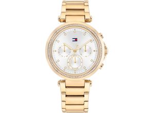 7613272577014 - Multifunktionsuhr TOMMY HILFIGER Emily Armbanduhren goldfarben Damen Quarzuhren Quarzuhr Armbanduhr Damen Datum Glaskristalle 1224-Std-Anzeige