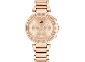 7613272577038 - Multifunktionsuhr TOMMY HILFIGER Emily Armbanduhren rosegold (roségoldfarben) Damen Quarzuhren Quarzuhr Armbanduhr Damen Datum Glaskristalle 1224-Std-Anzeige