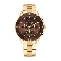 7613272577076 - Multifunktionsuhr TOMMY HILFIGER Mellie Armbanduhren goldfarben Damen Quarzuhren Quarzuhr Armbanduhr Damen Datum Glaskristalle 1224-Std-Anzeige