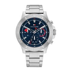 7613272577113 - Multifunktionsuhr TOMMY HILFIGER BRYAN Armbanduhren silberfarben (silberfarben blau) Herren Hochzeitsmode Quarzuhr Armbanduhr Herrenuhr Datum 1224-Stunden-Anzeige