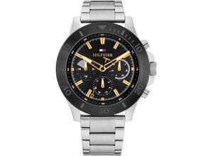 7613272577120 - Multifunktionsuhr TOMMY HILFIGER BRYAN Armbanduhren silberfarben (silberfarben schwarz) Herren Hochzeitsmode Quarzuhr Armbanduhr Herrenuhr Datum 1224-Stunden-Anzeige