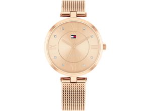 7613272578523 - Quarzuhr TOMMY HILFIGER ELLA Armbanduhren goldfarben (roségoldfarben) Damen Armbanduhr Damenuhr Glaskristalle analog Edelstahlarmband