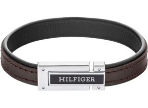 7613272579858 - Armband TOMMY HILFIGER SS24 FLAT 2790559 2790560 2790561 Armbänder Gr Leder-Edelstahl braun (dunkelbraun edelstahlfarben) Herren Hochzeitsmode mit Emaille