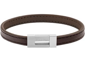 7613272583718 - Lederarmband CALVIN KLEIN CK EXPOSED 35100020 35100021 Armbänder Gr Leder-Edelstahl silberfarben (braun edelstahlfarben) Herren Lederarmbänder