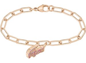 7613272584982 - Armkette LACOSTE CROCODILE 2040306 2040363 Armbänder Gr Edelstahl rosa (roségoldfarben lila violett rose pink transparent transparent) Damen Armketten mit Glasstein