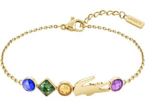 7613272585576 - Armband LACOSTE DEVA 2040361 Armbänder Gr Edelstahl goldfarben (gelbgoldfarben blau grün orange lila lila) Damen Trachtenmode mit Sodalith Topas Amethyst Moosachat