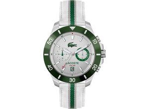 7613272587204 - Multifunktionsuhr LACOSTE TORONGA Armbanduhren weiß (weiß grün) Herren Hochzeitsmode Quarzuhr Armbanduhr Herren Datum Dualzeit 1224-Stunden-Anzeige