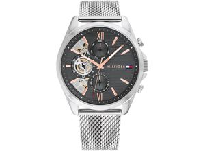 7613272607131 - Multifunktionsuhr TOMMY HILFIGER BAKER Armbanduhren silberfarben (silberfarben grau) Herren Quarzuhr Armbanduhr Herrenuhr Edelstahlarmband analog Tag