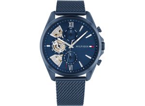 7613272607155 - Multifunktionsuhr TOMMY HILFIGER BAKER Armbanduhren blau (blau blau) Herren Quarzuhr Armbanduhr Herrenuhr Edelstahlarmband analog Tag