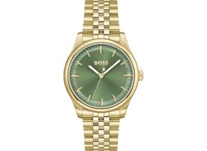 7613272613767 - Quarzuhr BOSS GRACEFUL Armbanduhren goldfarben (goldfarben grün) Damen Armbanduhr Damenuhr Edelstahlarmband analog