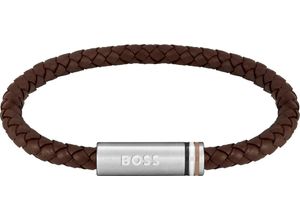 7613272614412 - Lederarmband BOSS ARES SINGLE 1580623 1580624 Armbänder Gr Edelstahl-Leder bunt (edelstahlfarben braun weiß schwarz) Herren