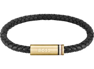 7613272614429 - Lederarmband BOSS ARES SINGLE 1580623 1580624 Armbänder Gr Edelstahl-Leder gelbgoldfarben schwarz weiß braun Herren