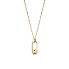 7613272614450 - Kette mit Anhänger BOSS DOUBLE B SWING oval 1580627 Halsketten Gr Edelstahl Länge 49 cm Breite 15 mm goldfarben (gelbgoldfarben) Damen