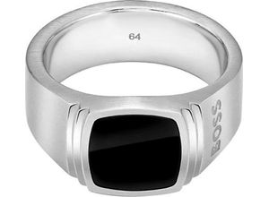 7613272614733 - Fingerring BOSS ODELL 1580652SML Fingerringe Gr 64 Edelstahl schwarz (edelstahlfarben schwarz schwarz) Herren mit Onyx