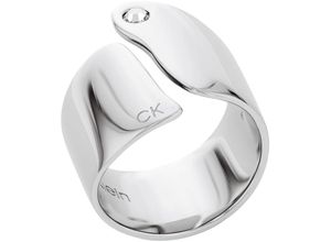 7613272615112 - Fingerring CALVIN KLEIN CK CHERISHED 35000663CD 35000664CD Fingerringe Gr 54 Edelstahl 20 mm silberfarben (edelstahlfarben weiß weiß) Damen mit Glasstein