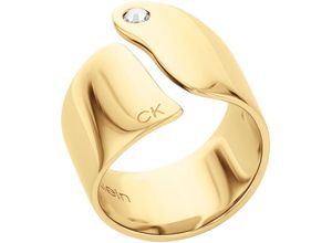 7613272616348 - Fingerring CALVIN KLEIN CK CHERISHED 35000663CD 35000664CD Fingerringe Gr 54 Edelstahl 20 mm goldfarben (gelbgoldfarben weiß weiß) Damen mit Glasstein