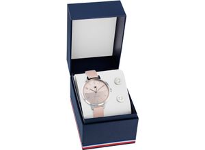 7613272618755 - Quarzuhr TOMMY HILFIGER Armbanduhren rosa Damen Armbanduhr Damenuhr Lederarmband ideal auch als Geschenk analog