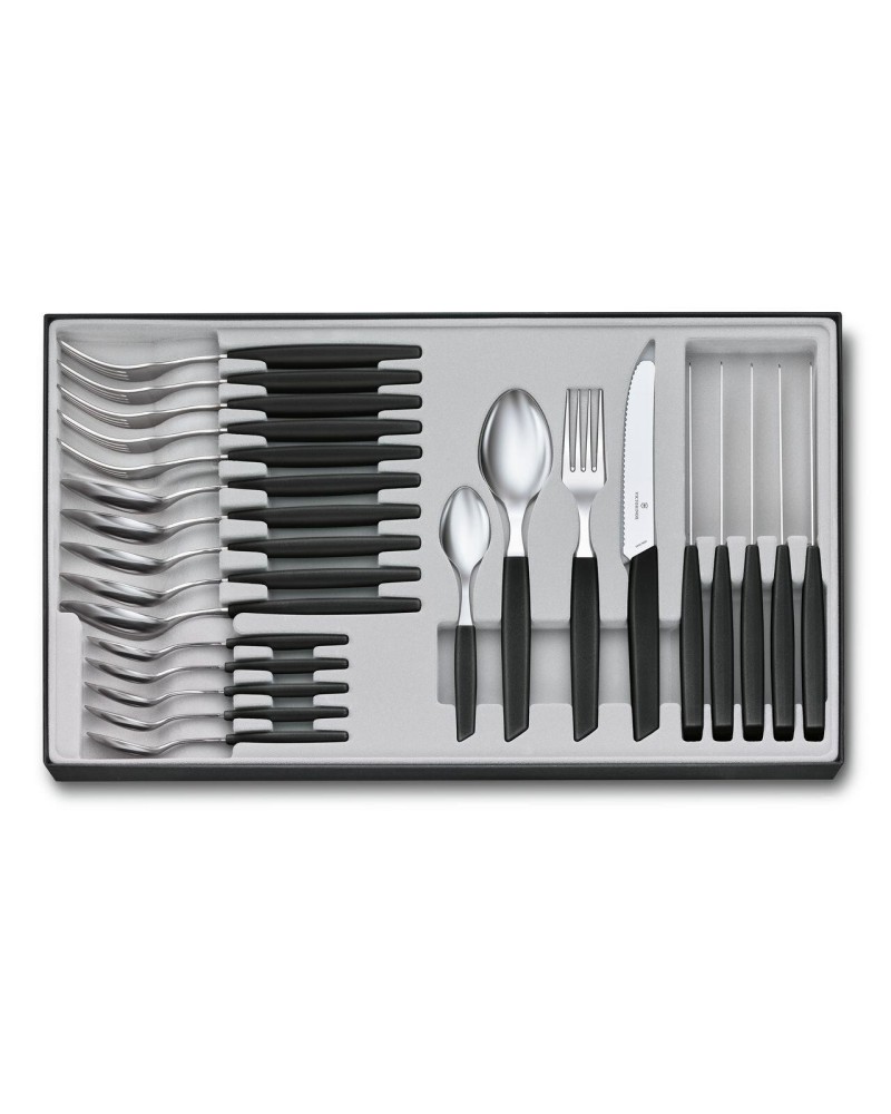 7613329116067 - Besteck-Set Swiss Modern 24-teilig Schwarz Besteck Schwarz