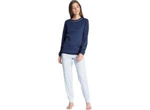 7613381115053 - Sweet Dreams Schlafanzug Rundhals Streifen für Damen blau M