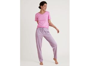 7613381349601 - Favourites Space Schlafanzug-Oberteil Baumwolle für Damen pink XS