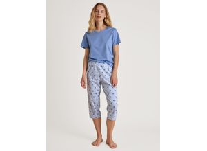 7613381356074 - Favourites Serenity Schlafanzug-Hose Minimal-Print Baumwolle für Damen blau S