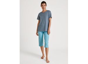 7613381358092 - Spring Nights Capri-Schlafanzug Baumwolle atmungsaktiv für Damen blau XS