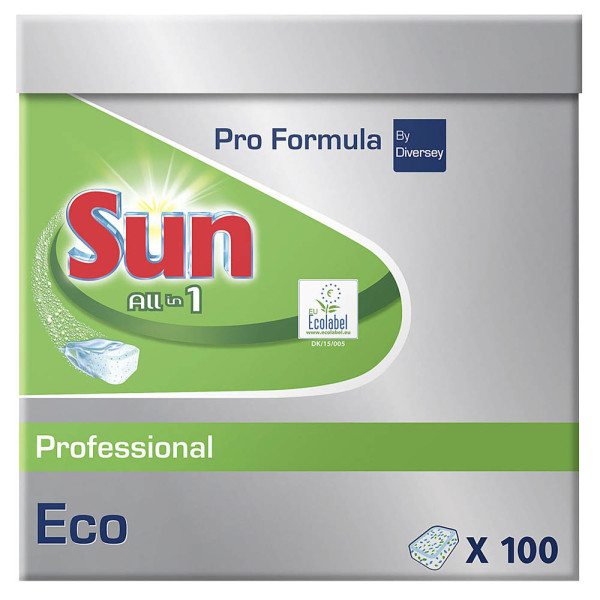 7615400159222 - SUN Professional All in One ECO Tabs Geschirrreinigertabs Umweltfreundliche Geschirrreinigertabs 1 Packung = 100 Tabs