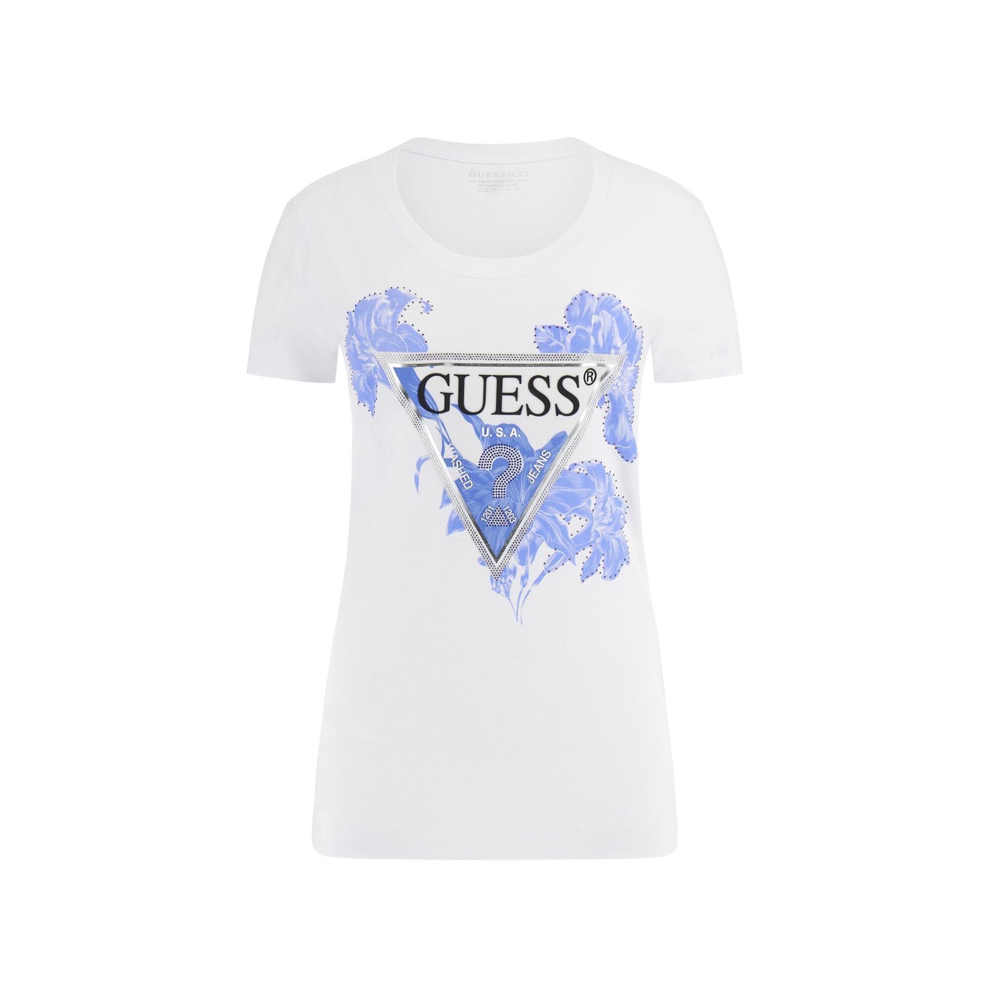 7620837006674 - Blumen-Dreieck T-Shirt für Damen Guess