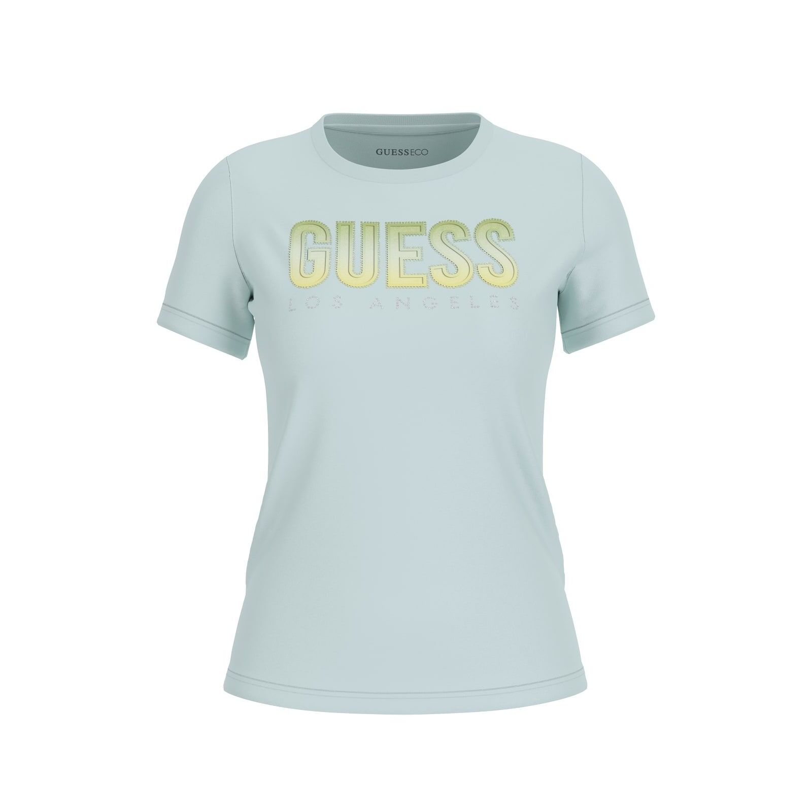7620837007077 - Damen T-Shirt mit Rundhalsausschnitt und schimmerndem Logo Guess 7620837007077 - Damen T-Shirt mit Rundhalsausschnitt und schimmerndem Logo Guess