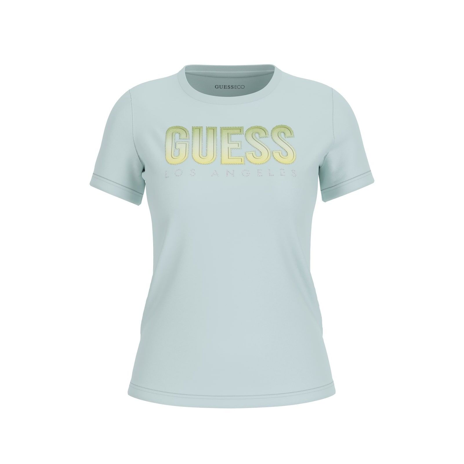 7620837007107 - Damen T-Shirt mit Rundhalsausschnitt und schimmerndem Logo Guess