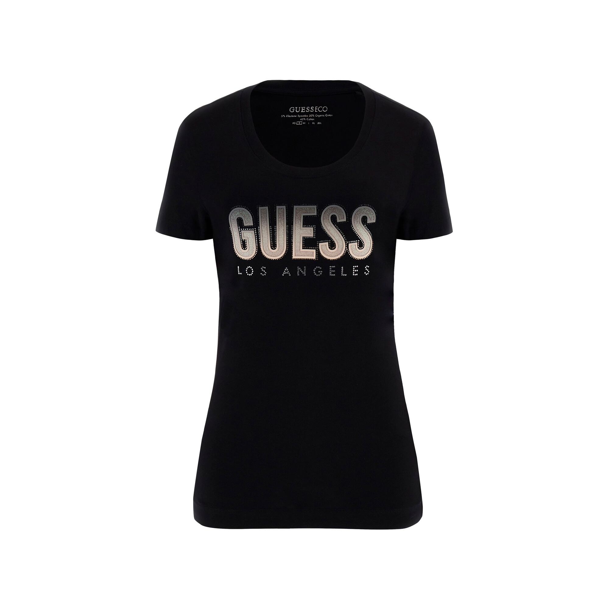 7620837007138 - Damen T-Shirt mit Rundhalsausschnitt und schimmerndem Logo Guess