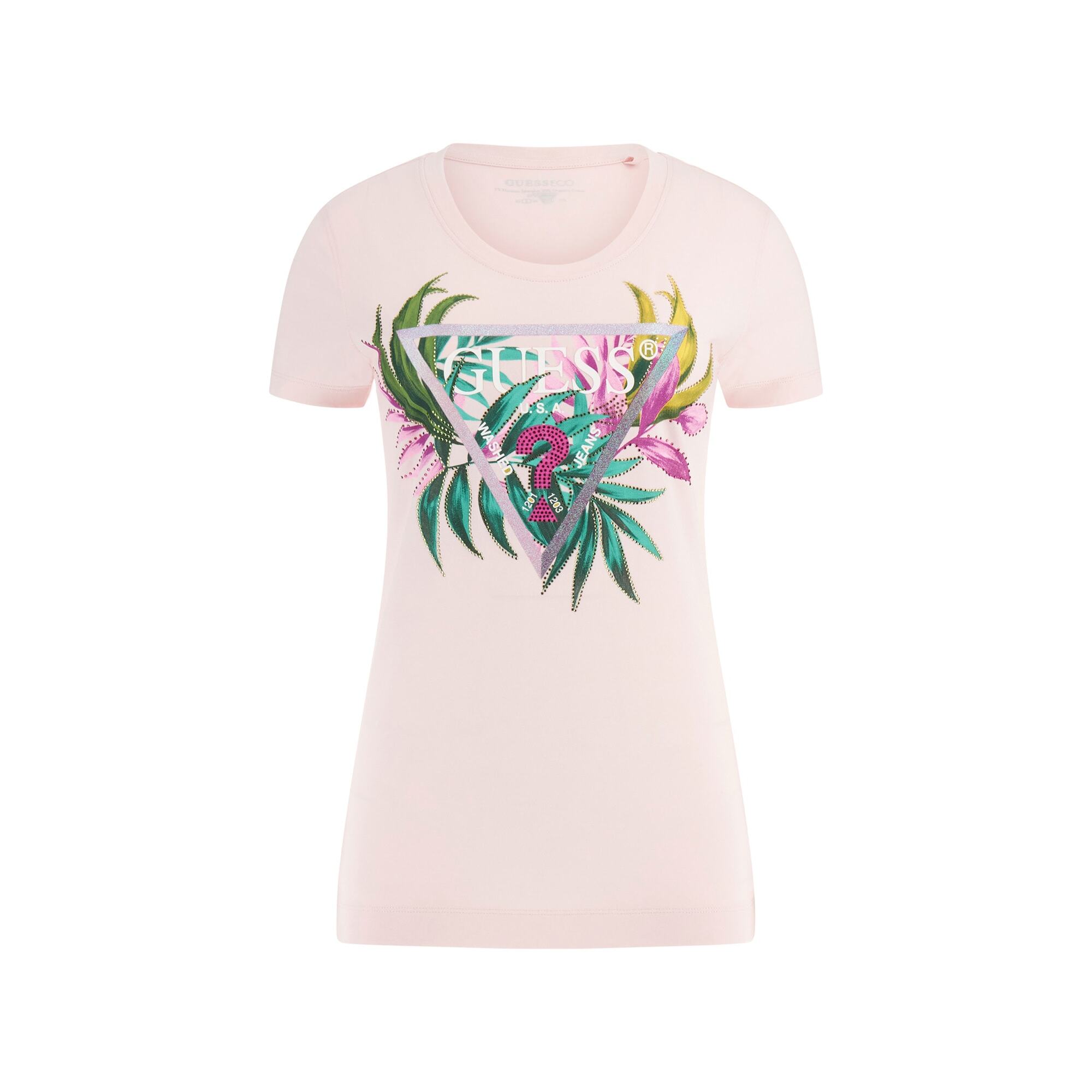 7620837110937 - Damen T-Shirt mit Blättern in Dreiecksform Guess 7620837110937 - Damen T-Shirt mit Blättern in Dreiecksform Guess
