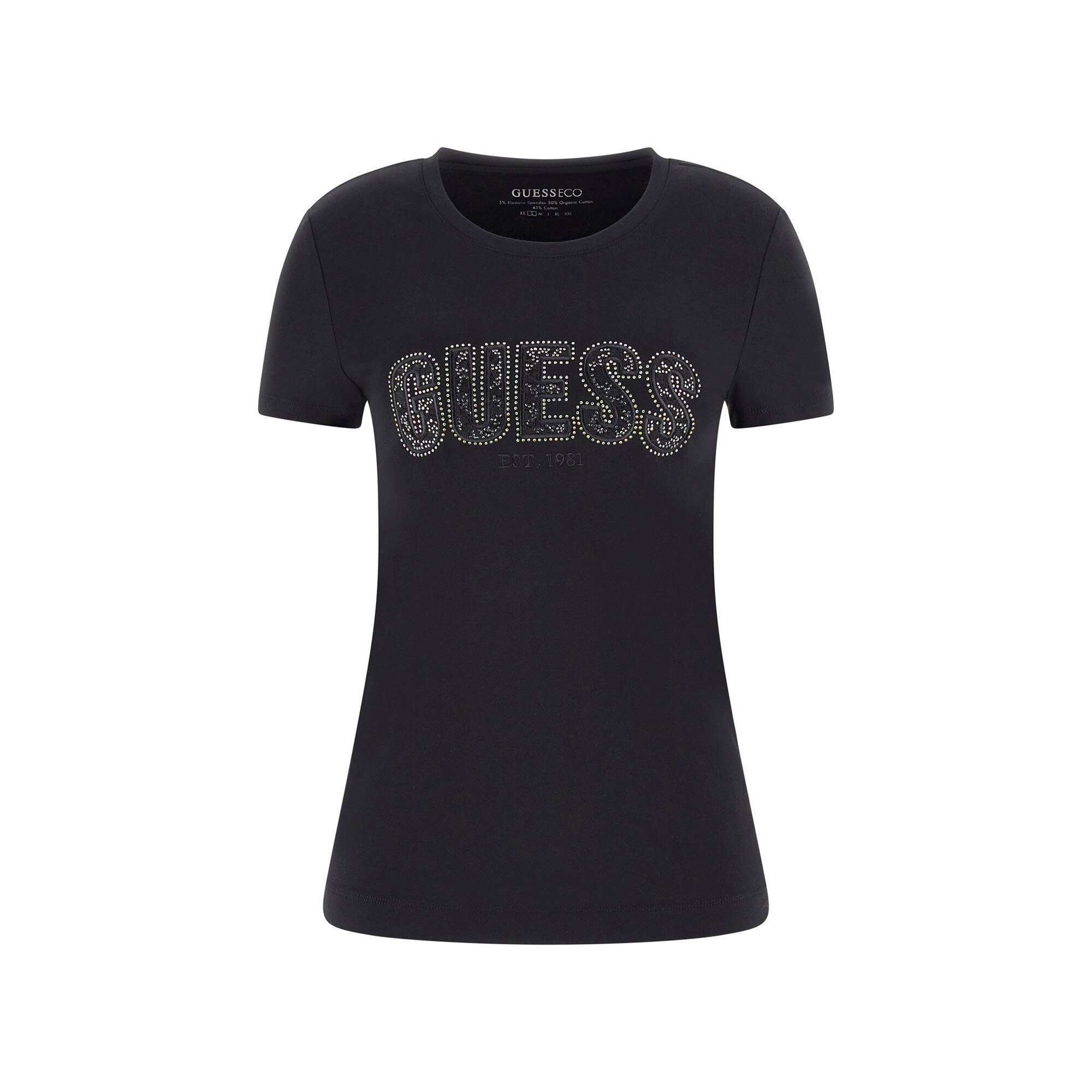 7620837245813 - Damen T-Shirt mit Rundhalsausschnitt aus Spitze Guess