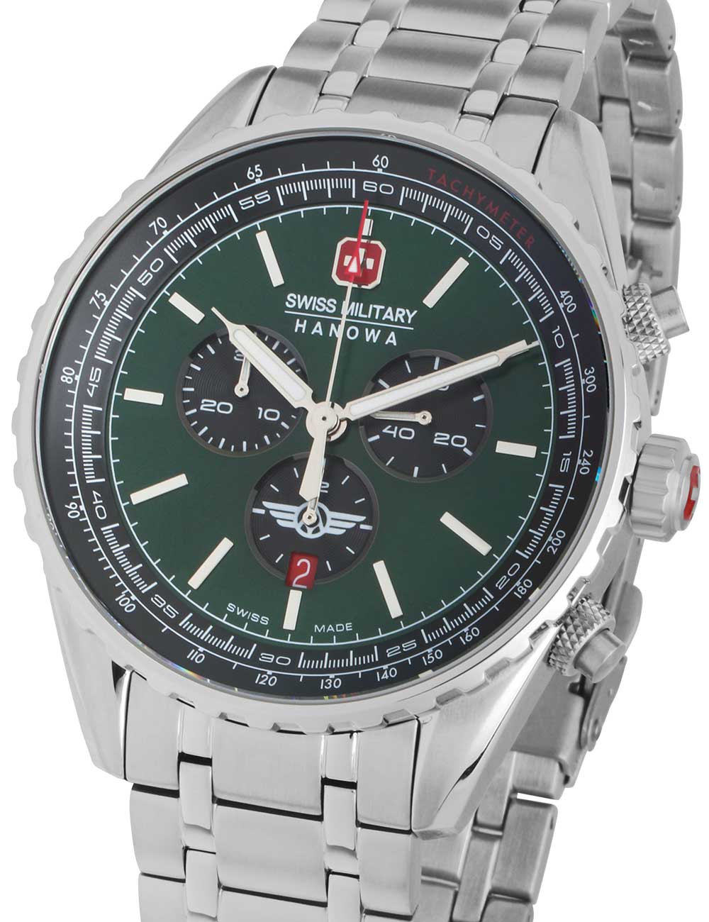 7620958008977 - Herren Armbanduhr Chronograph Green 42mm Edelstahl - Herrenuhr Chronograph Armbanduhr Herrenuhren