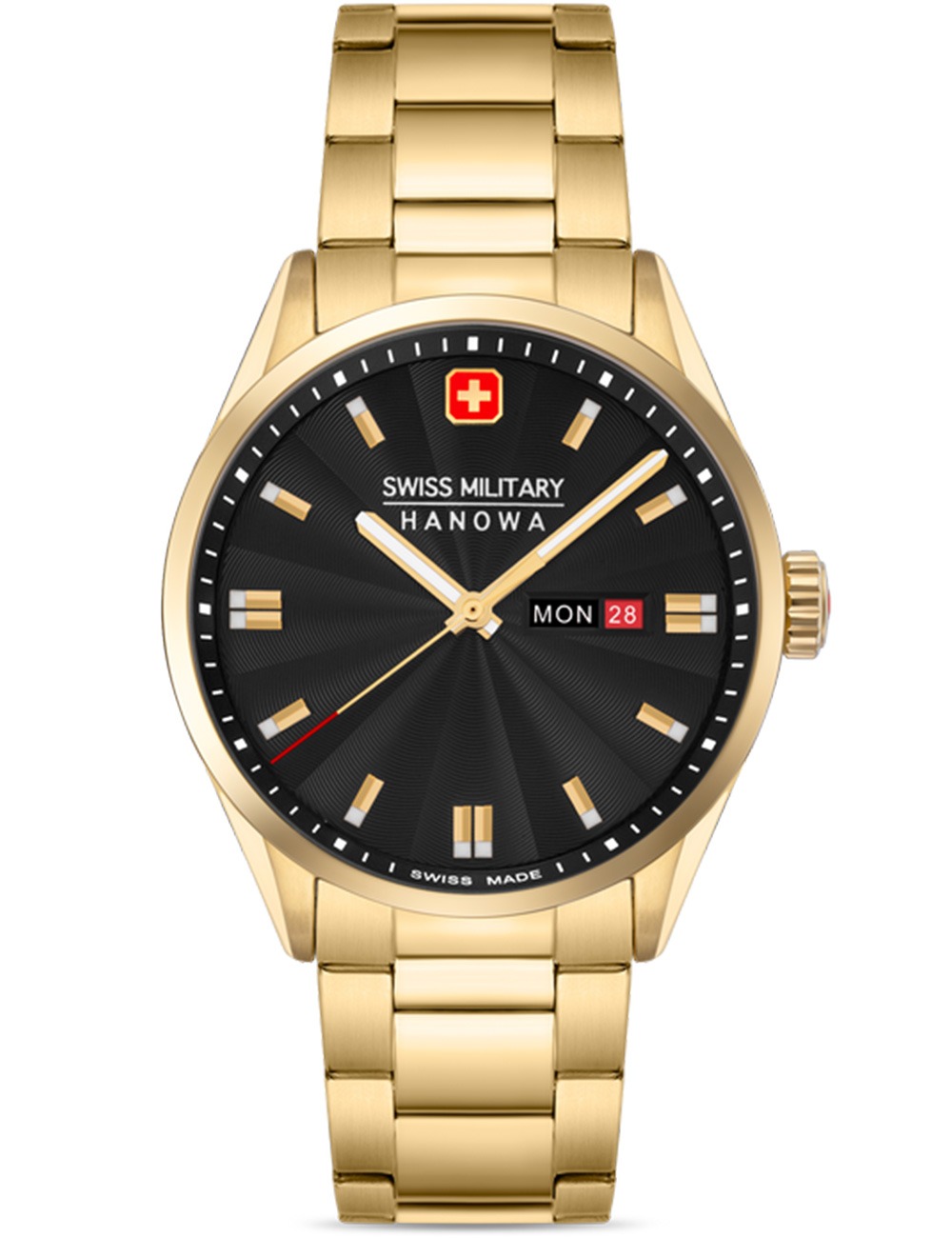 7620958010116 - Herren Armbanduhr Analog Gold Schwarz 42mm Edelstahl Herrenuhr Chronograph Datum Armbänder