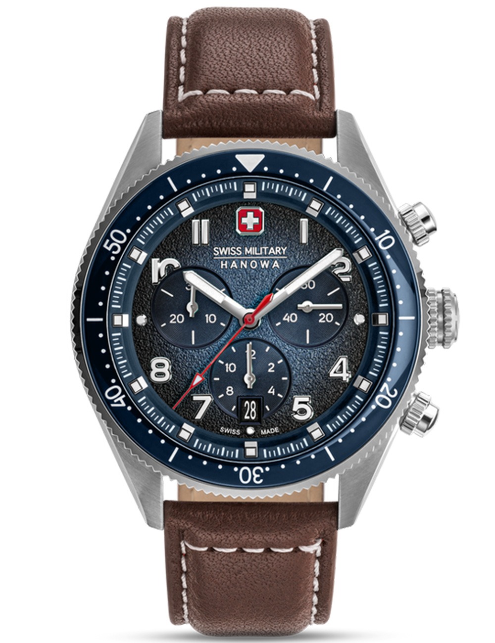 7620958011830 - Herren Armbanduhr Analog Leder Braun 42mm Chronograph Herrenuhr Uhren Armbänder