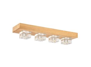 7625830217997 - - tony - Plaffonier aus Holz 4 Punkte - Kristallglas - 4xG4 LEDs - Max25W