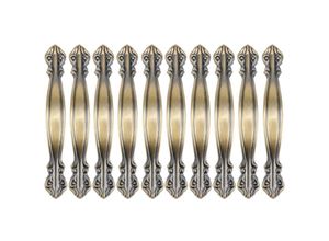 7628785978432 - Set mit 10 Vintage-Antik-Bogen-Schrankgriffen – Möbeltürgriffe 145 cm lang (96 mm Lochabstand) – grüne Bronze - Shining House