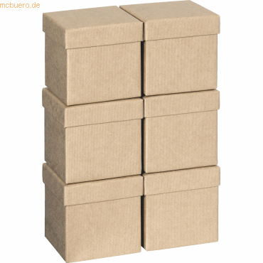 7630021188338 - 6 x Geschenkbox 10x10x10cm Cube One Colour braun hell