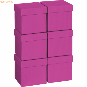 7630021188420 - 6 x Geschenkbox 10x10x10cm Cube One Colour pink