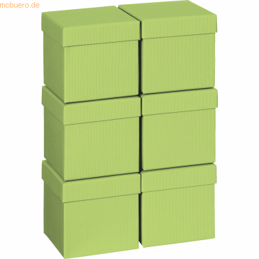 7630021188482 - 6 x Geschenkbox 10x10x10cm Cube One Colour grün hell