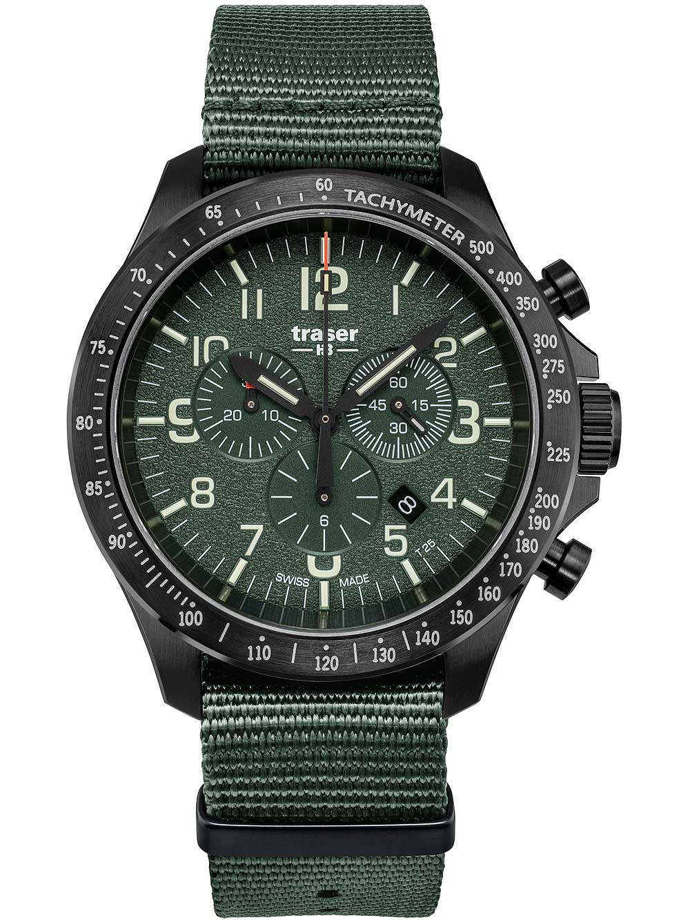 7630027704624 - 109463 P67 Officer Chronograph Herrenuhr Green Nato 46mm 10ATM